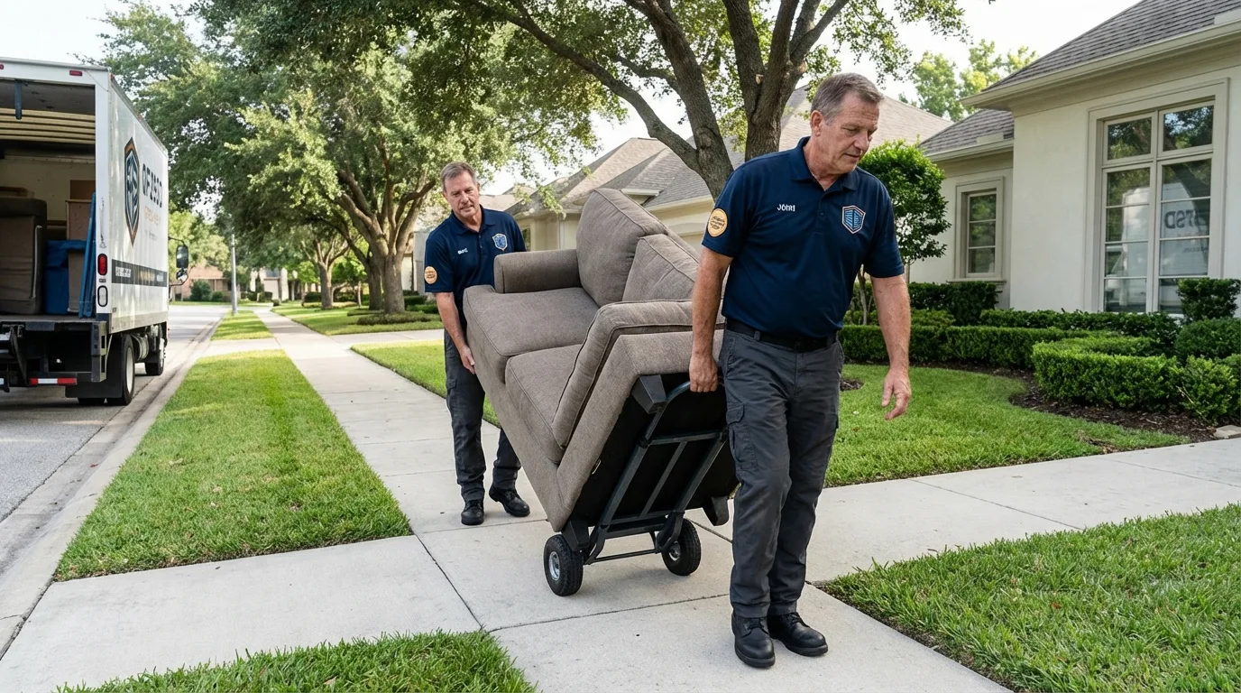 Local residential moving crew loading furniture in Ypsilanti, MI